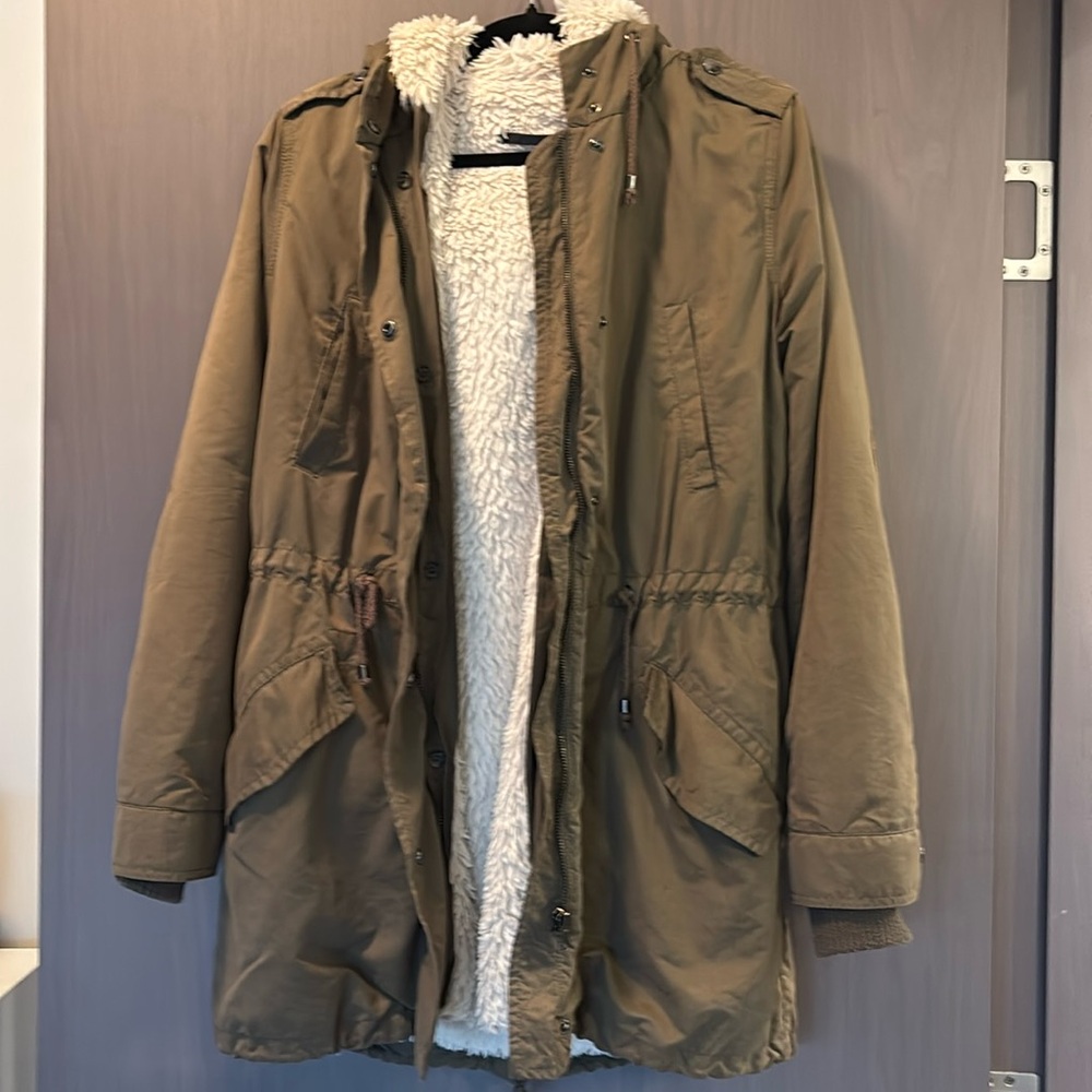 Mango Parka with removable fur-effect lining